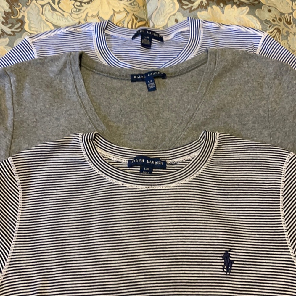 3 EUC Ralph Lauren cotton tops women’s size L/M